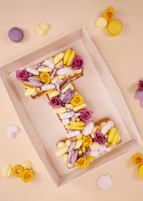 Yellow & Lavender - Letter Cake