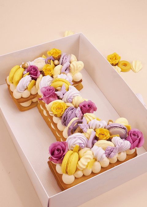 Yellow & Lavender - Letter Cake