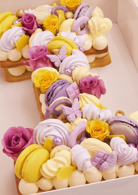 Yellow & Lavender - Letter Cake