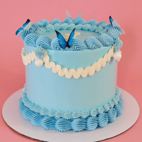 Baby Blue Butterfly Cake
